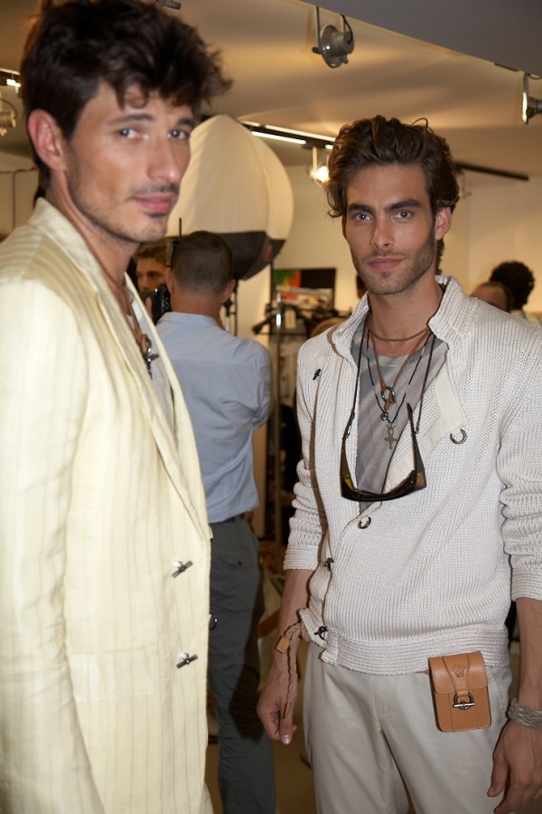 Jon Kortajarena and Andrés Velencoso Segura Backstage Versace Spring/Summer 2010 Milan